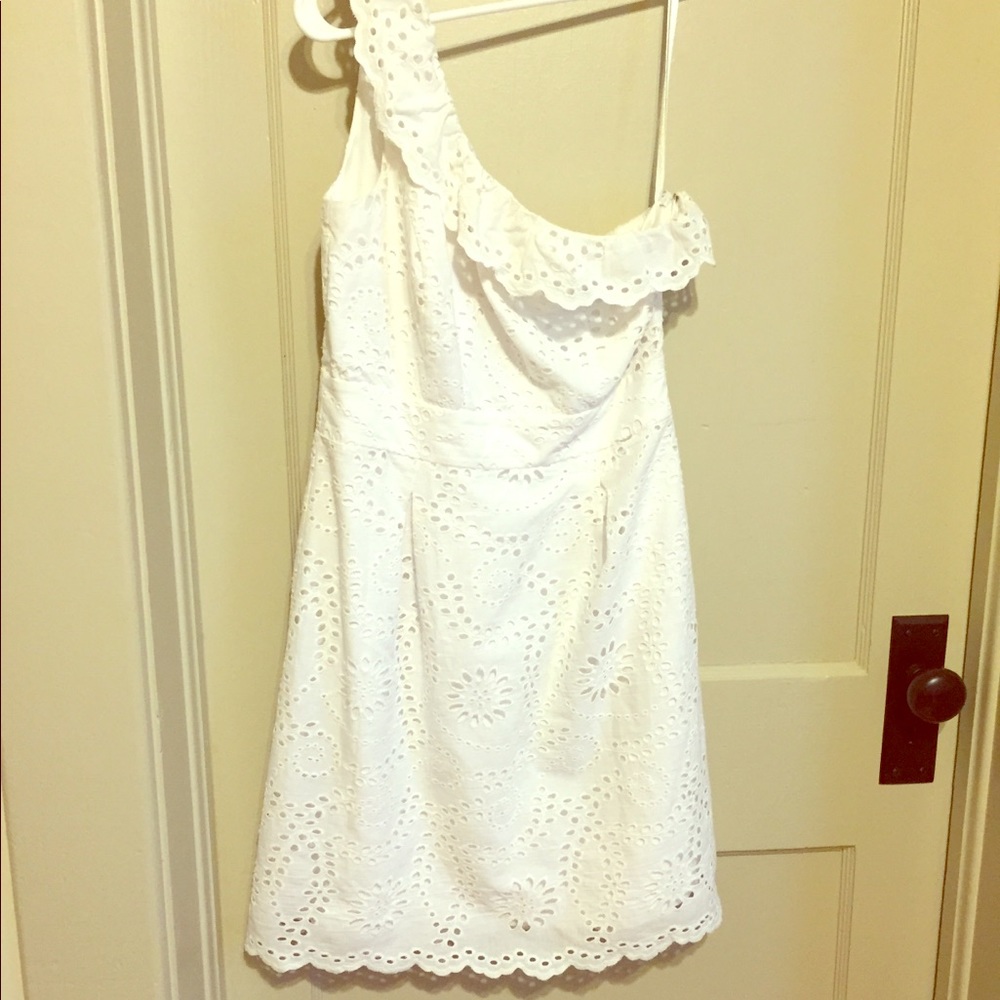 Gianni Bini eyelet dress, one shoulder, like new!